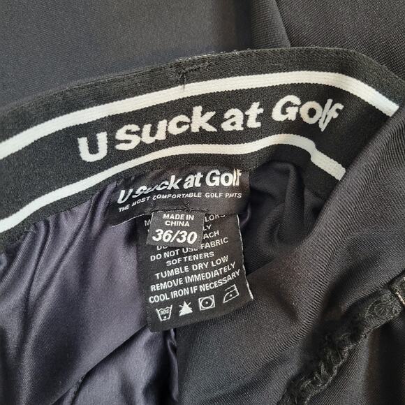 NWT U Suck at Golf Mens 36/30 Black Dress‎ Athletic Stretch Pants Lightweight - Picture 7 of 16